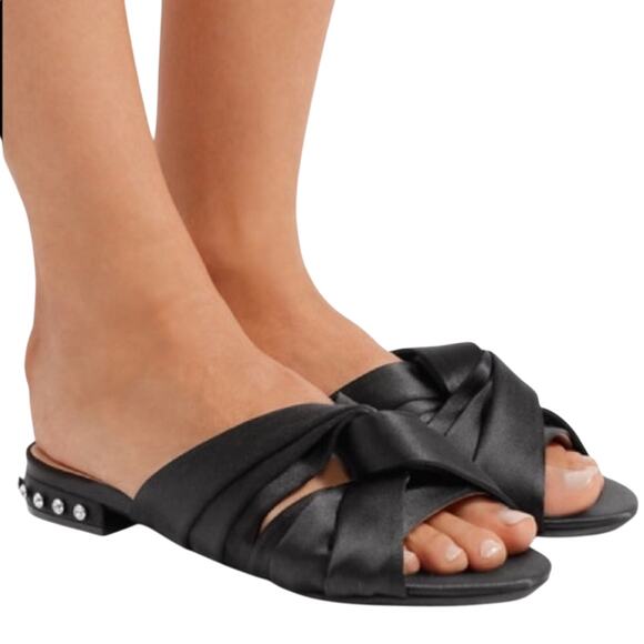 No. 21 Classic Crystal Satin Slides Knotted Shoes - Picture 1 of 7